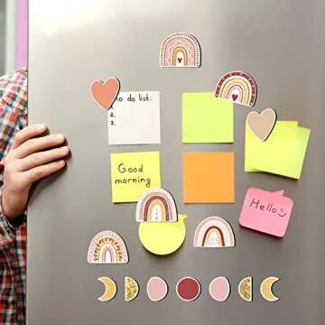 Flutesan 18 Pcs Boho Refrigerator Magnets Cute Rainbow Magnetic Stickers Locker Magnets for Girls Boho Party Supplies Boho Kitchen Magnetic Decorations Birthday Baby Shower Locker Accessories Girls