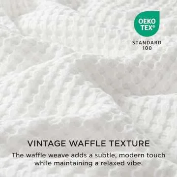 Bedsure Waffle Duvet Cover Queen - Moisture-Wicking Cotton Blend Rayon Derived from Bamboo Duvet Cover for Hot Sleepers, Cooling Bedding Set with a Vintage Charm, 3 Pieces (Coconut White, 90"x90")