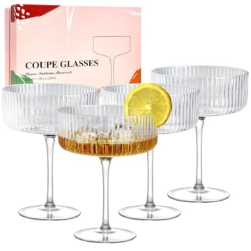 4 Pcs Hand Blown Martini Glass Set in Gift Box