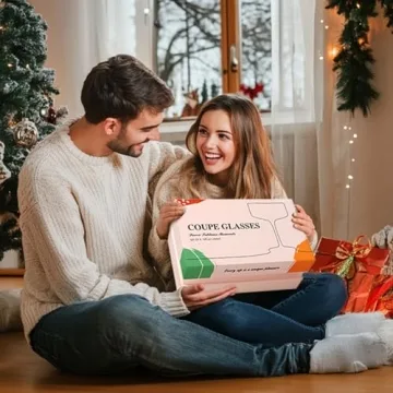 4 Pcs Hand Blown Martini Glass Set in Gift Box