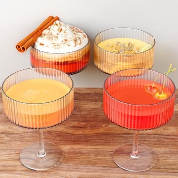 4 Pcs Hand Blown Martini Glass Set in Gift Box