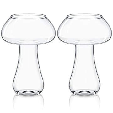 2 Pcs Mushroom Glass Cups - Creative Cocktail Glasses for Home & Parties