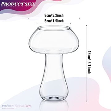 2 Pcs Mushroom Cocktail Glass Set for Drinks & Parties