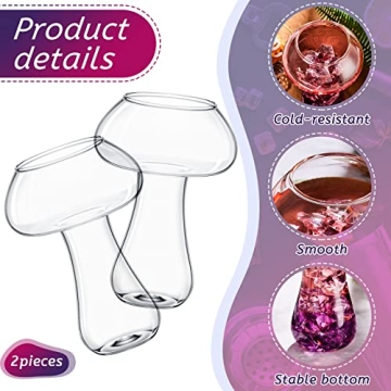 2 Pcs Mushroom Cocktail Glass Set for Drinks & Parties