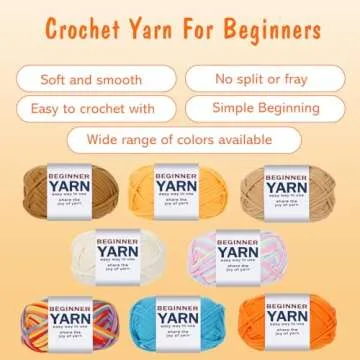 WSICSE 8x50g Beginner Crochet Yarn, Cotton Yarn for Crocheting Easy-to-See Stitches Chunky Thick Soft Yarn for Beginners Crocheting Kit
