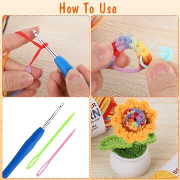 WSICSE 8x50g Beginner Crochet Yarn, Cotton Yarn for Crocheting Easy-to-See Stitches Chunky Thick Soft Yarn for Beginners Crocheting Kit