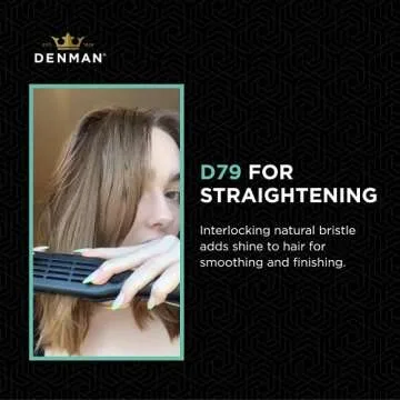 Denman D79 Thermoceramic Hair Straightening Brush - with Boar Bristles - For Wide, Wavy, Curly, Coily Hair – Black