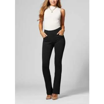 Conceited Dress Pants Women - Stretchy - Tummy Control - All Day Comfort Wear to Work - Womens Dress Pants in Tall and Petite - Regular and Plus Size - Midnight Black - X-Small