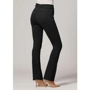 Conceited Dress Pants Women - Stretchy - Tummy Control - All Day Comfort Wear to Work - Womens Dress Pants in Tall and Petite - Regular and Plus Size - Midnight Black - X-Small
