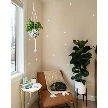 Havenstone Home Hanging Disco Ball Planter 8" - with Acrylic Stand and Macrame Plant Hanger - Home Décor, Room Décor, Patio or Boho Décor, Mirror Disco Planter, Disco Decor (8" with Base)
