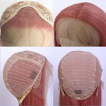 Missyvan Long Straight Hair Pink Color Lace Wigs Glueless Heat Resistant Fiber Hair Synthetic Lace Front Wigs for Fashion Women