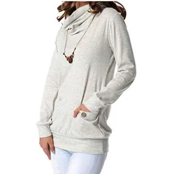 Levaca Long Sleeve Cowl Neck Tunic Sweatshirt for Women