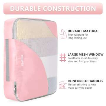 OlarHike 8 Set Packing Cubes for Travel, Sturdy Suitcase Organizer in 4 Sizes (Extra Large, Large, Medium, Small), Luggage Cubes with Toiletry Bag, Essentials Cruise Ship Gifts for Women（Pink）