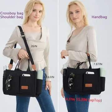 ZHMO Canvas Tote Bag for Women with Pockets and Zipper