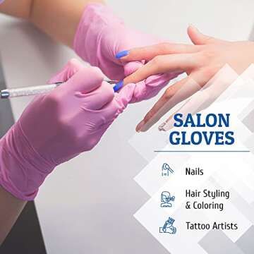 Hand-E Pink Nitrile Disposable Gloves - 200 Count for Beauty & Cooking