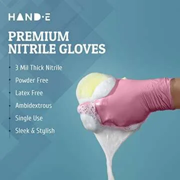 Hand-E Pink Nitrile Disposable Gloves - 200 Count for Beauty & Cooking