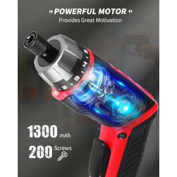 AVID POWER Electric Screwdriver Set Rechargeable 4V Cordless Screwdriver Kit with 44pcs Accessories, 5.65Nm Screw Gun, 5+1 Torque Setting, 2 Position Handle with LED Light