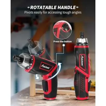 AVID POWER Electric Screwdriver Set Rechargeable 4V Cordless Screwdriver Kit with 44pcs Accessories, 5.65Nm Screw Gun, 5+1 Torque Setting, 2 Position Handle with LED Light