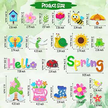 X1zuue 20Pcs Hello Spring Magnet Car Decorations Colorful Waterproof Flowers Automotive Magnet Stick...