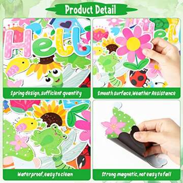 X1zuue 20Pcs Hello Spring Magnet Car Decorations Colorful Waterproof Flowers Automotive Magnet Stickers Refrigerator Bee Butterfly Gnome Magnets Home Decor Party Supplies for Cars Office Whiteboard