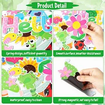 X1zuue 20Pcs Hello Spring Magnet Car Decorations Colorful Waterproof Flowers Automotive Magnet Stickers Refrigerator Bee Butterfly Gnome Magnets Home Decor Party Supplies for Cars Office Whiteboard