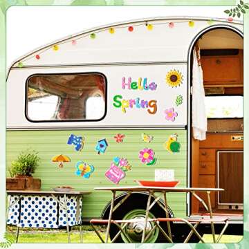 X1zuue 20Pcs Hello Spring Magnet Car Decorations Colorful Waterproof Flowers Automotive Magnet Stickers Refrigerator Bee Butterfly Gnome Magnets Home Decor Party Supplies for Cars Office Whiteboard