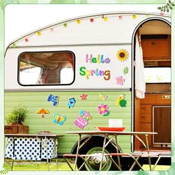 X1zuue 20Pcs Hello Spring Magnet Car Decorations Colorful Waterproof Flowers Automotive Magnet Stickers Refrigerator Bee Butterfly Gnome Magnets Home Decor Party Supplies for Cars Office Whiteboard