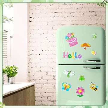 X1zuue 20Pcs Hello Spring Magnet Car Decorations Colorful Waterproof Flowers Automotive Magnet Stickers Refrigerator Bee Butterfly Gnome Magnets Home Decor Party Supplies for Cars Office Whiteboard