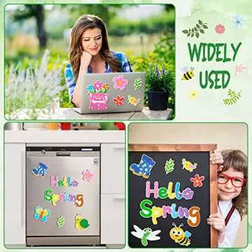 X1zuue 20Pcs Hello Spring Magnet Car Decorations Colorful Waterproof Flowers Automotive Magnet Stickers Refrigerator Bee Butterfly Gnome Magnets Home Decor Party Supplies for Cars Office Whiteboard