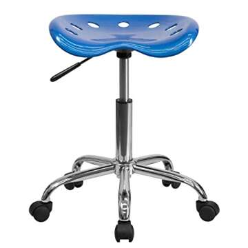 Flash Furniture Taylor Vibrant Bright Blue Tractor Seat and Chrome Stool