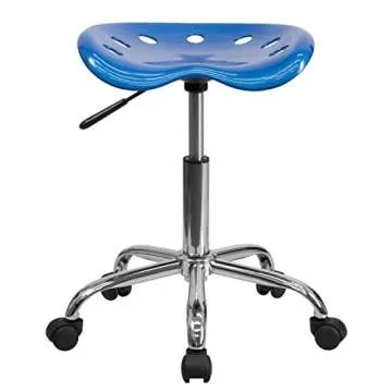 Flash Furniture Taylor Vibrant Bright Blue Tractor Seat and Chrome Stool