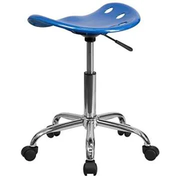 Flash Furniture Taylor Vibrant Bright Blue Tractor Seat and Chrome Stool
