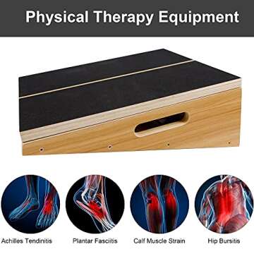 Glintoper Professional Wooden Slant Board, Adjustable Incline Board Calf Ankle Stretcher, 450 lbs We...