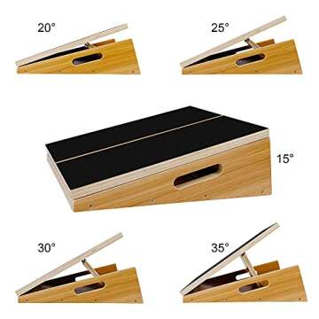 Glintoper Professional Wooden Slant Board, Adjustable Incline Board Calf Ankle Stretcher, 450 lbs Weight Capacity, Non-Slip Stretching Board for Home Office, Extra Side Handle for Portability