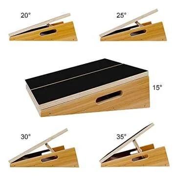 Glintoper Professional Wooden Slant Board, Adjustable Incline Board Calf Ankle Stretcher, 450 lbs Weight Capacity, Non-Slip Stretching Board for Home Office, Extra Side Handle for Portability