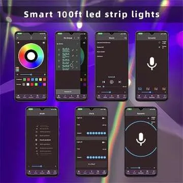 HEDYNSHINE 100Ft Smart LED Strip Lights, Dimmable Color Changing by APP and 40Key Controller Indoor led Strip Lights, Sync to Music,led Lights for Bedroom