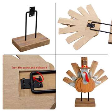 Zcaukya Thanksgiving Turkey Decoration, Wooden Indoor Standing Tabletop Turkey Decor for Home Office Bedroom Kitchen Thanksgiving Harvest Day Decorations