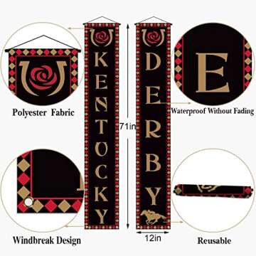 Pudodo Kentucky Derby Porch Banner – Horse Racing Themed Decoration for Celebrations