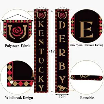 Pudodo Kentucky Derby Porch Banner – Horse Racing Themed Decoration for Celebrations