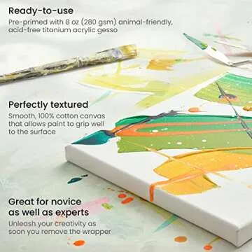 ARTEZA 6x6 Stretched Canvas 12 Pack for Painting