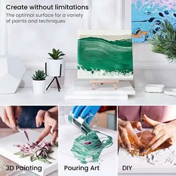 ARTEZA 6x6 Stretched Canvas 12 Pack for Painting