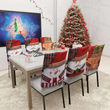 Festive Christmas Chair Covers Set of 2 for Holiday Decor