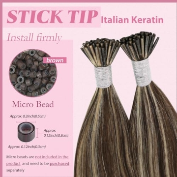 YoungSee Real Human Hair I Tips Extensions for Volume