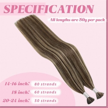 YoungSee Real Human Hair I Tips Extensions for Volume