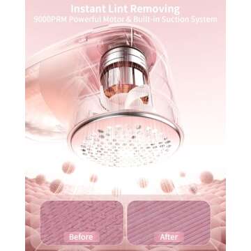 coldSky Fabric Shaver 1200mAh 𝗥𝗲𝗰𝗵𝗮𝗿𝗴𝗲𝗮𝗯𝗹𝗲 Lint Remover Portable Sweater Shaver with 𝟯 𝗦𝗽𝗲𝗲𝗱𝘀, LED Digital Display, Stainless Steel 6-Leaf Blades, Remove Fuzz, Lint, Bobbles, Pink