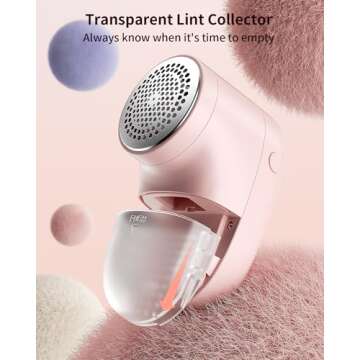 coldSky Fabric Shaver 1200mAh 𝗥𝗲𝗰𝗵𝗮𝗿𝗴𝗲𝗮𝗯𝗹𝗲 Lint Remover Portable Sweater Shaver with 𝟯 𝗦𝗽𝗲𝗲𝗱𝘀, LED Digital Display, Stainless Steel 6-Leaf Blades, Remove Fuzz, Lint, Bobbles, Pink