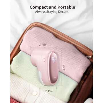 coldSky Fabric Shaver 1200mAh 𝗥𝗲𝗰𝗵𝗮𝗿𝗴𝗲𝗮𝗯𝗹𝗲 Lint Remover Portable Sweater Shaver with 𝟯 𝗦𝗽𝗲𝗲𝗱𝘀, LED Digital Display, Stainless Steel 6-Leaf Blades, Remove Fuzz, Lint, Bobbles, Pink