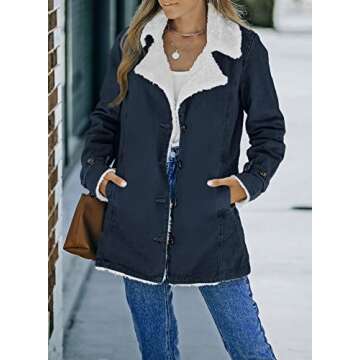 Dokotoo Women's Winter Jean Fleece Jacket - Stylish & Warm