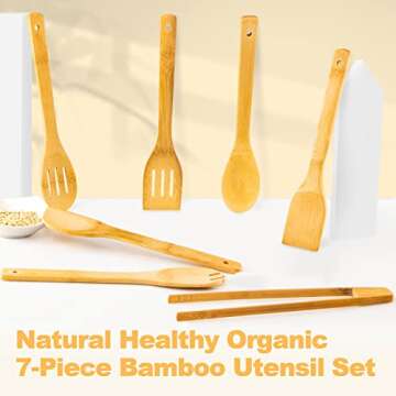 Eco-Friendly 7-Piece Bamboo Cooking Utensils Set