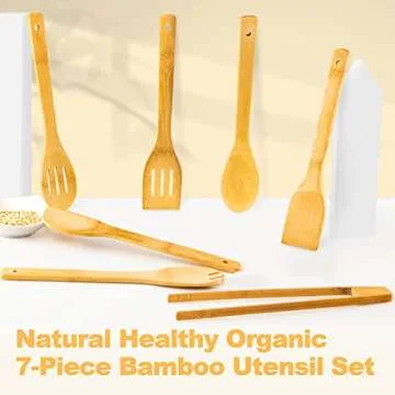 Eco-Friendly 7-Piece Bamboo Cooking Utensils Set